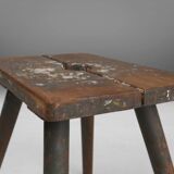 Industrial wooden French painters stool with rich patina from the 1930s
