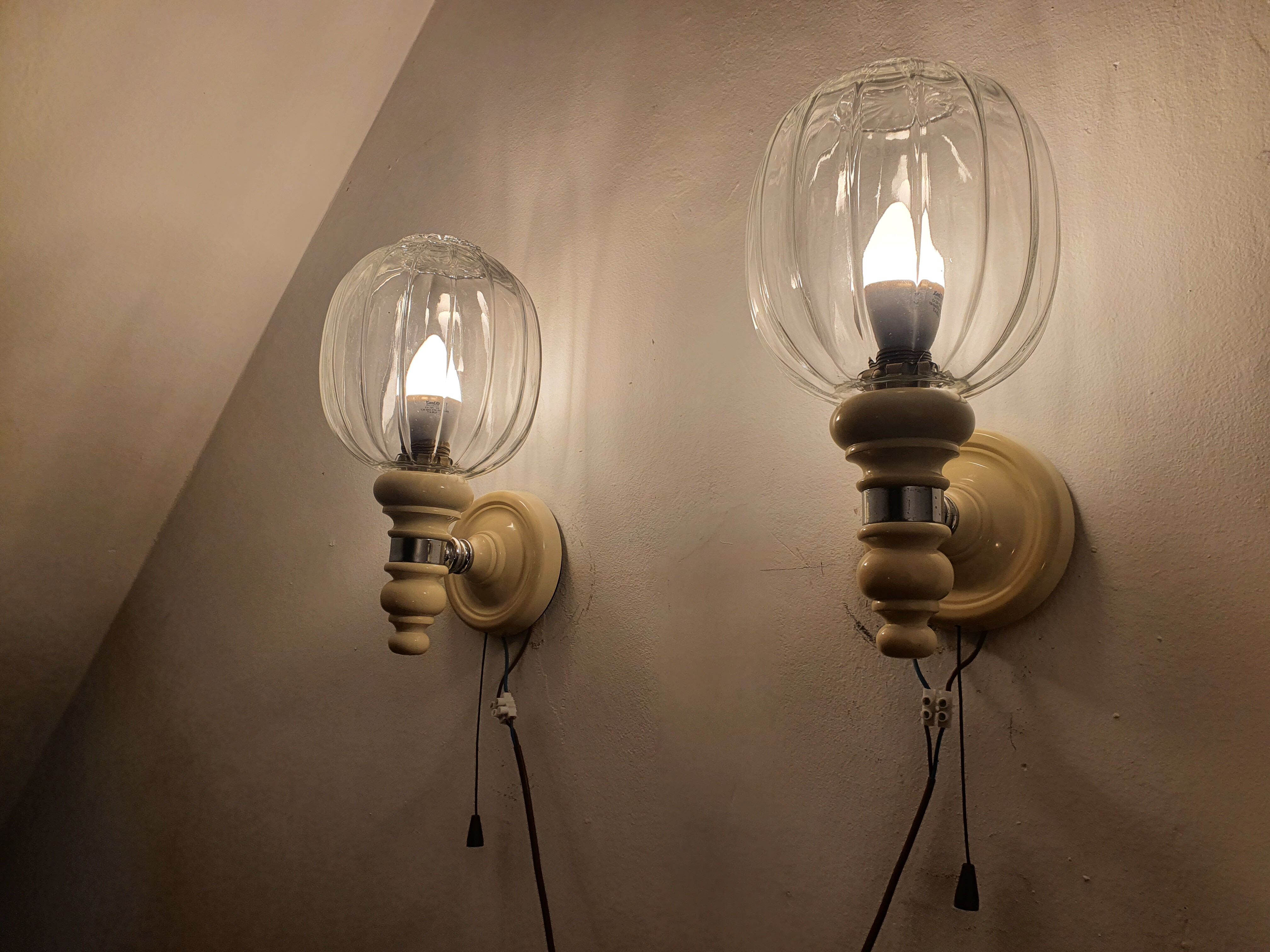 Pair of vintage 70s wall lights