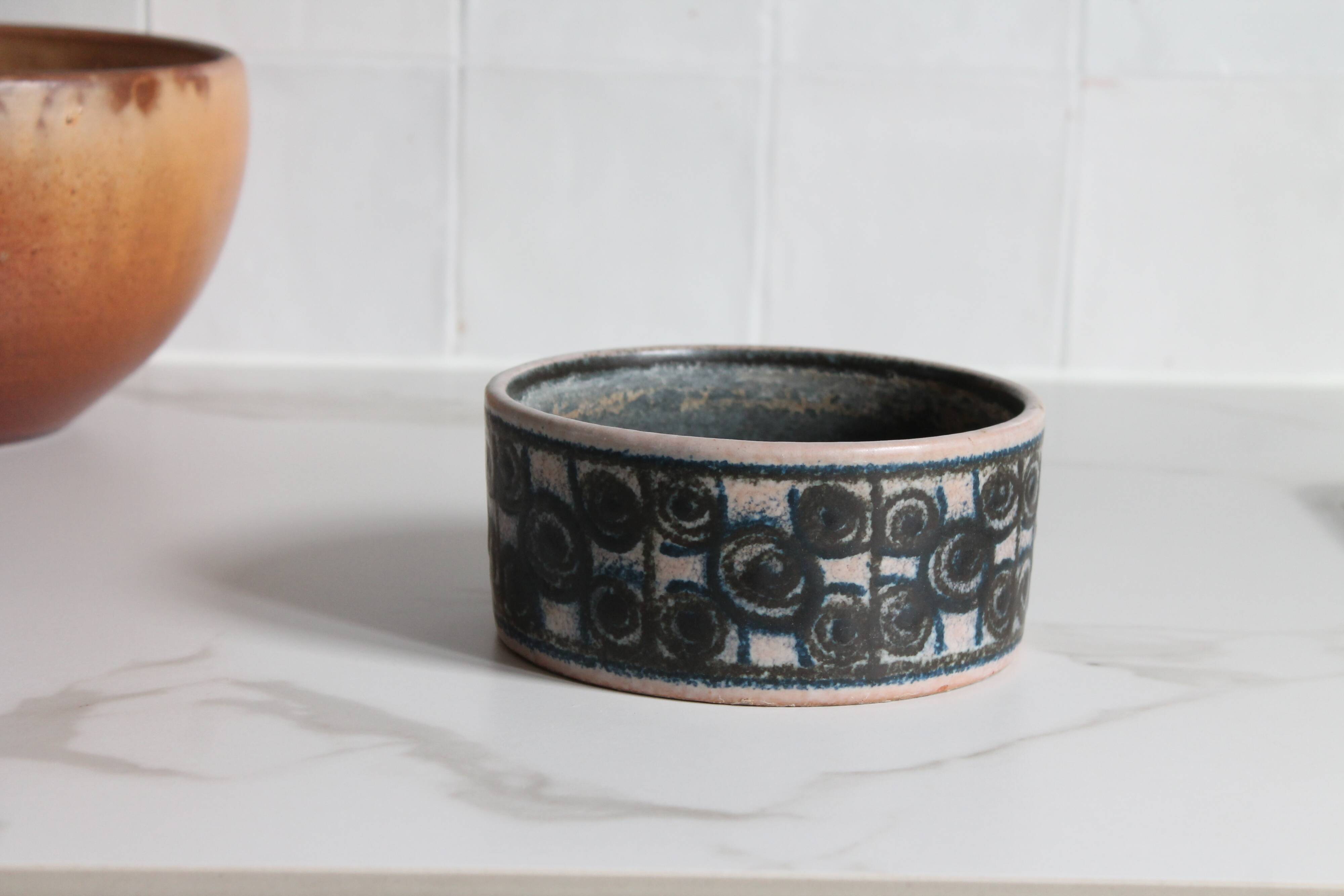 Vintage pottery with geometric patterns