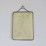 Ancien miroir de barbier ou de coiffeur à chainette vintage, années 40 50