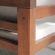 Handcrafted armchair in solid wood and fabric, 1980s-90s.