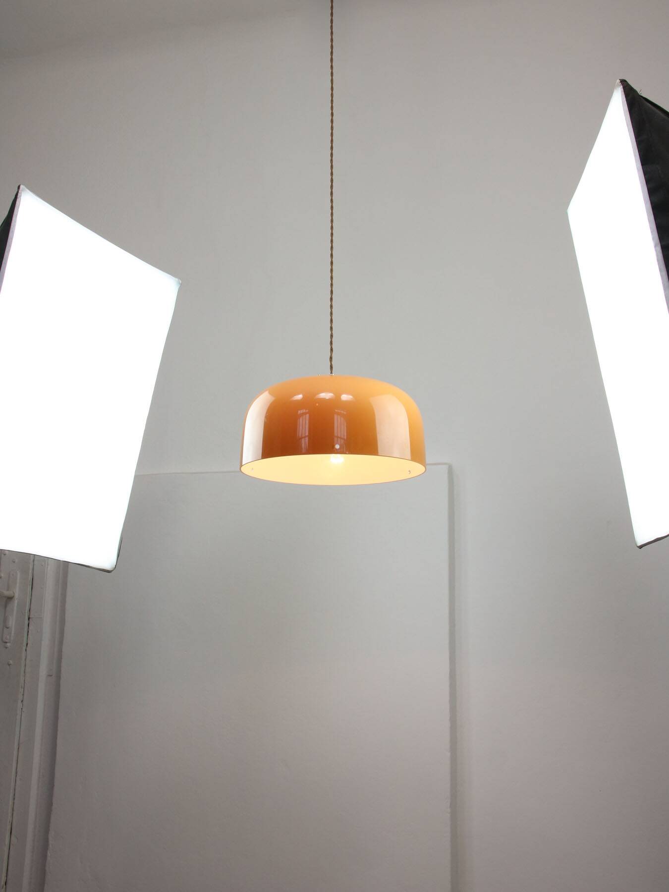 Space Age Brown Pendant Lamp from Guzzini, 1960s