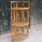 Vintage rattan corner shelf