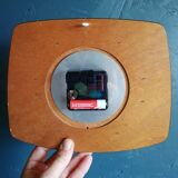 Vintage clock formica silent rectangular wall clock "bayard beige wood"