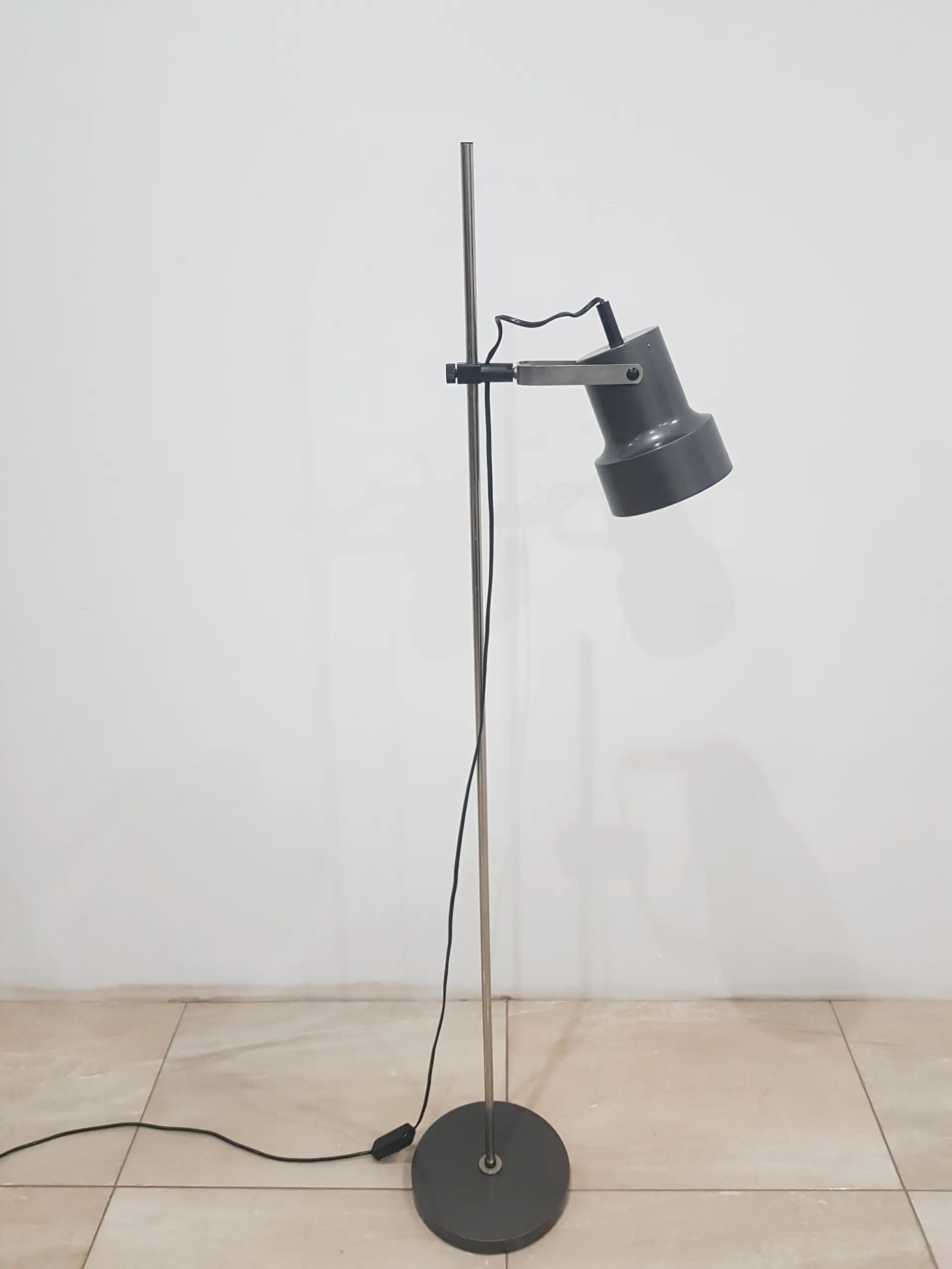 Floor lamp, graphite grey, metal, Germany, 1970s.