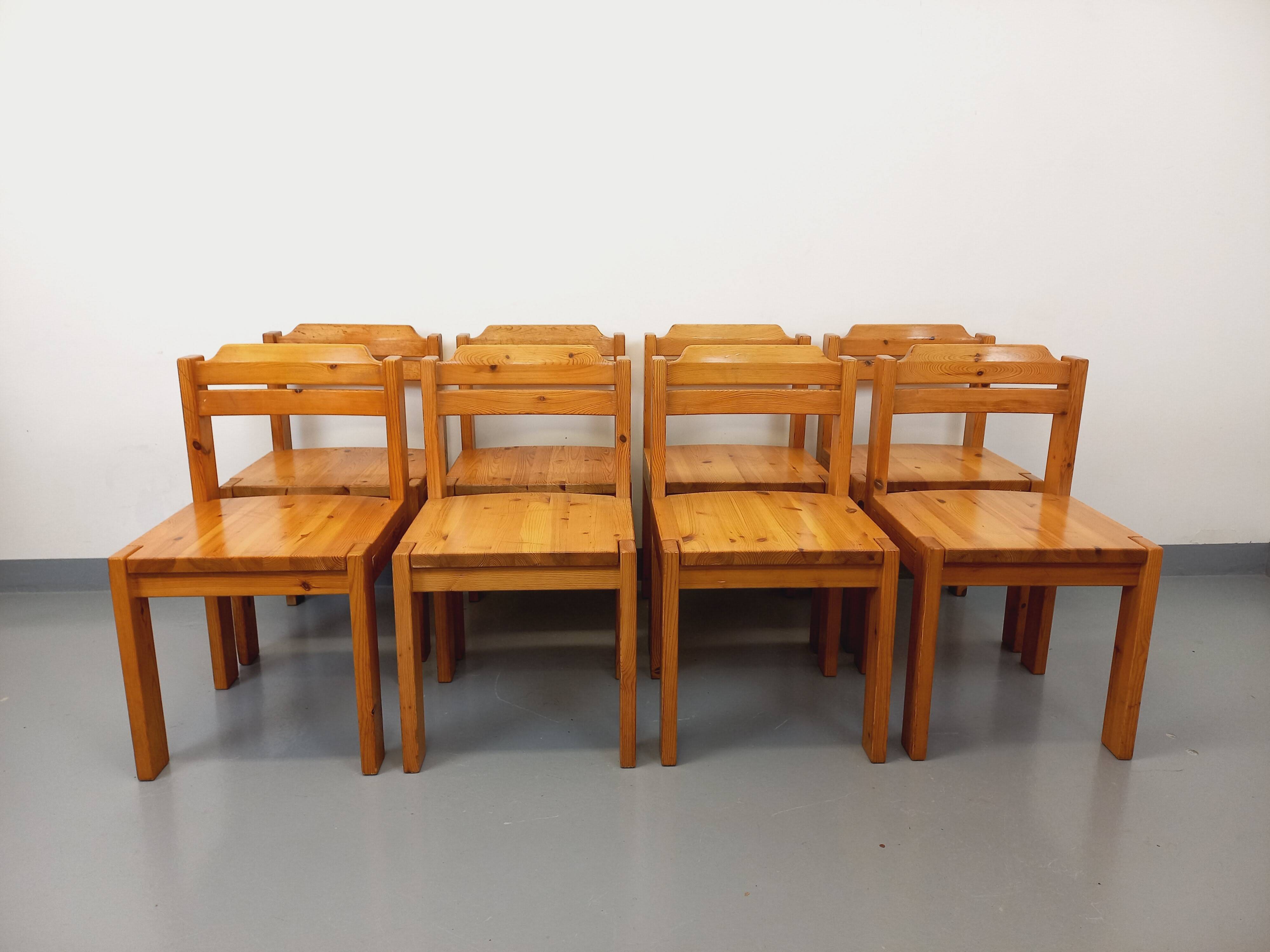Set of 8 vintage Scandinavian chairs by Ilmari Tapiovaara for Asko in pine