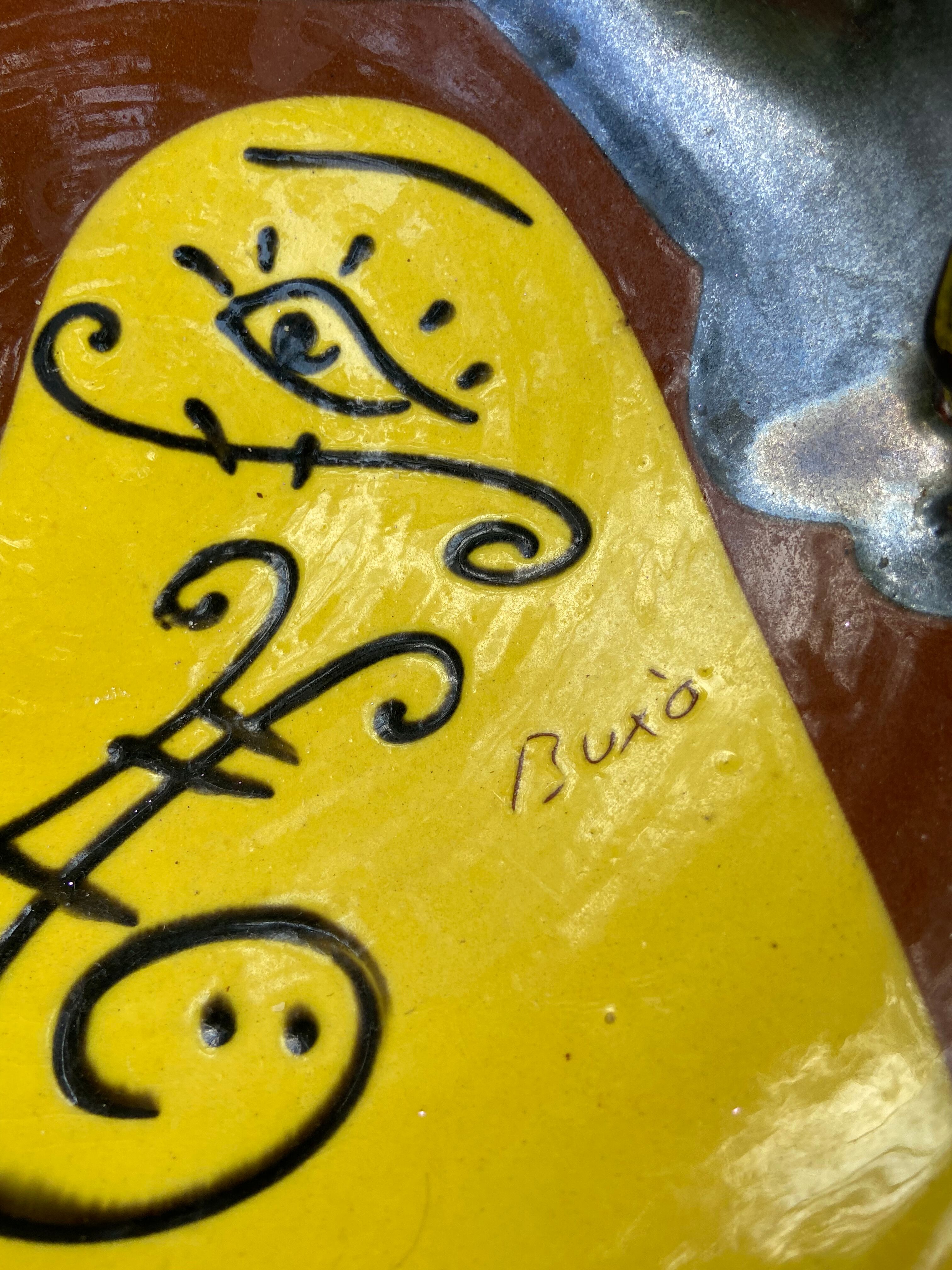 Ceramic cup signed Buxó vintage freeform