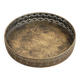 Round metal plate in patinated gold with an openwork border – D30 cm