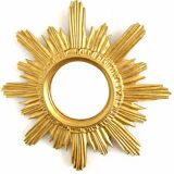 Golden carved wooden sun mirror — 42 cm