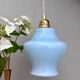 Suspension globe vintage en opaline bleue