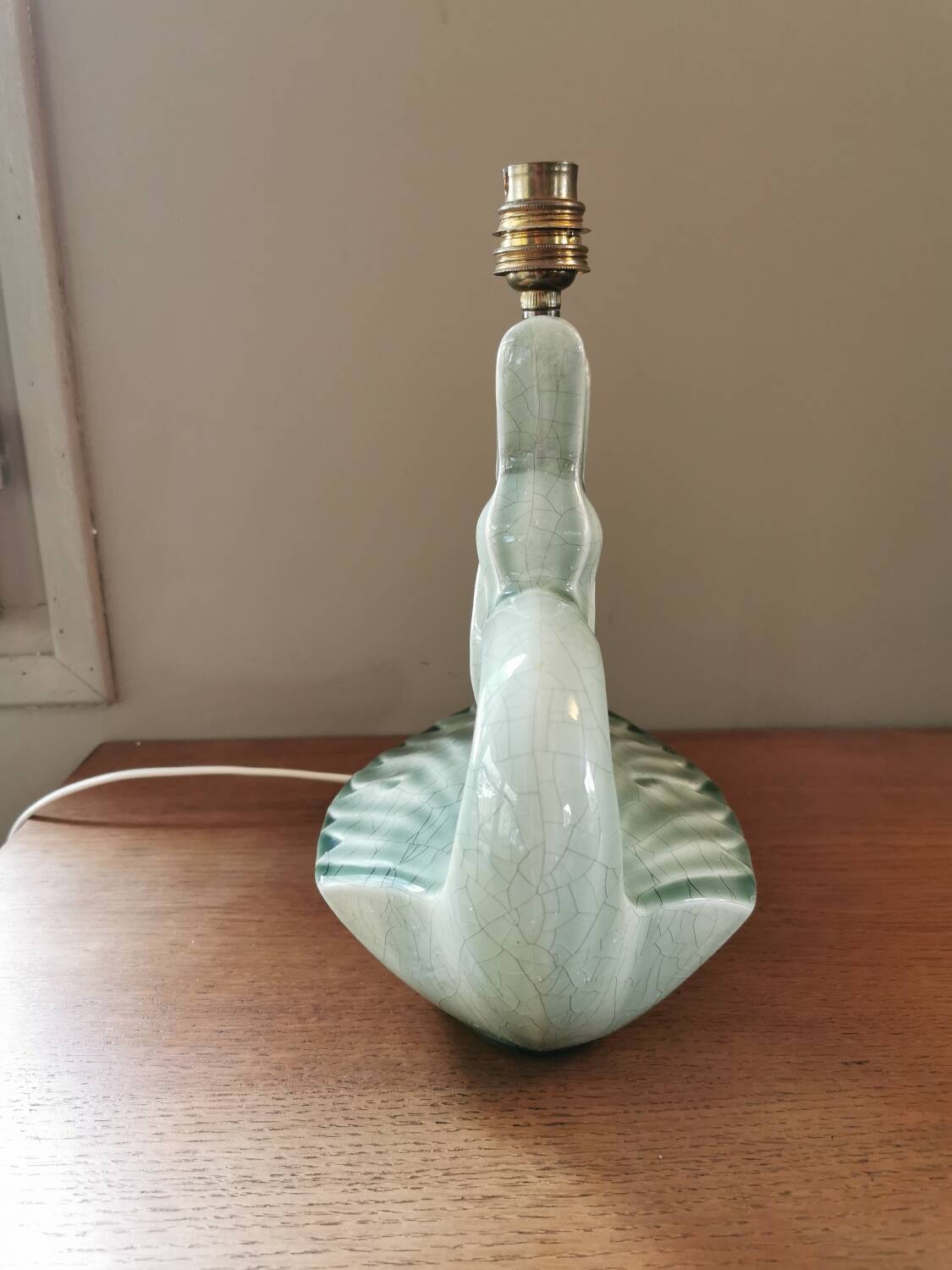 Vintage ceramic bird lamp base from Charolles
