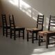 Modernist chairs in oak and woven straw, France, circa 1948
