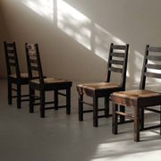 Modernist chairs in oak and woven straw, France, circa 1948