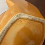 Swan shaped planter in 70s earthenware apricot orange color