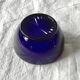 Confiturier-sucrier poire vintage en métal chromé et verre bleu cobalt