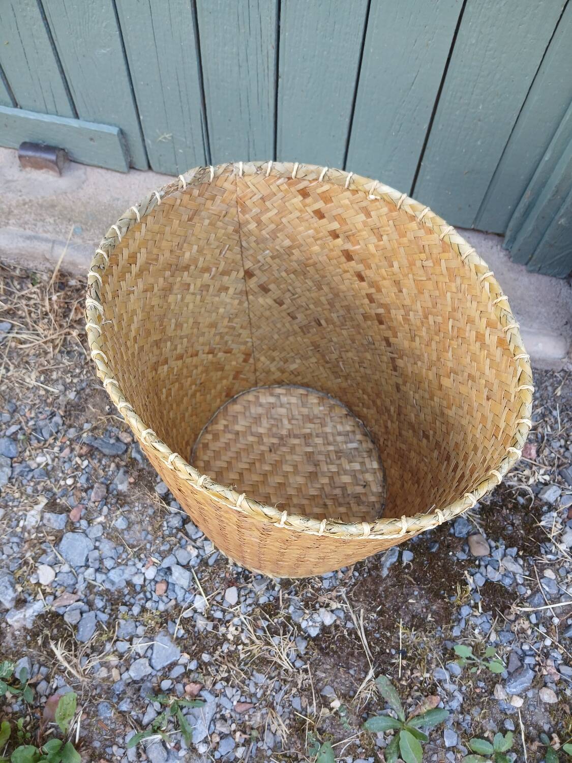 Woven straw basket