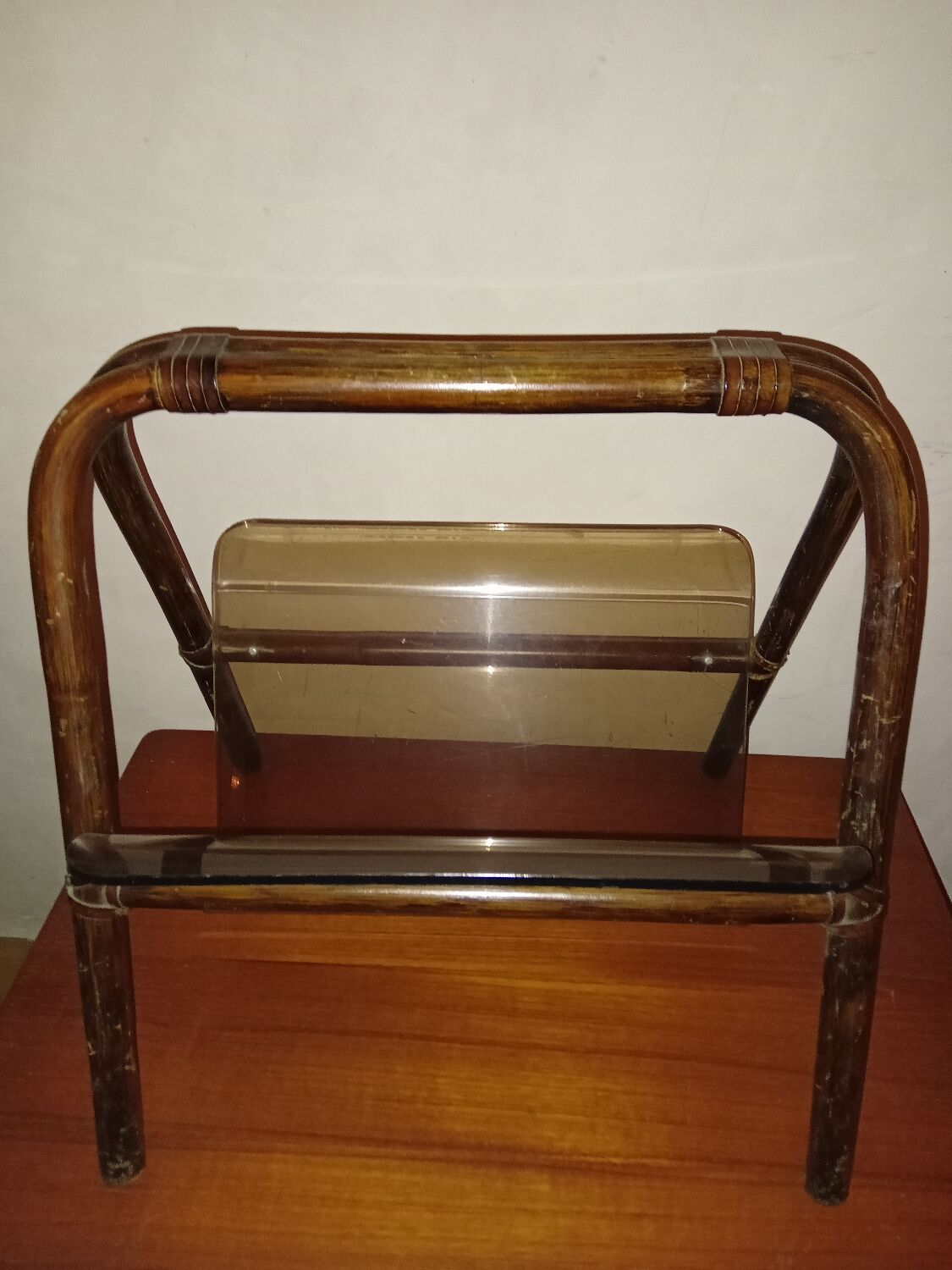 Bamboo and plexiglass magazine holder