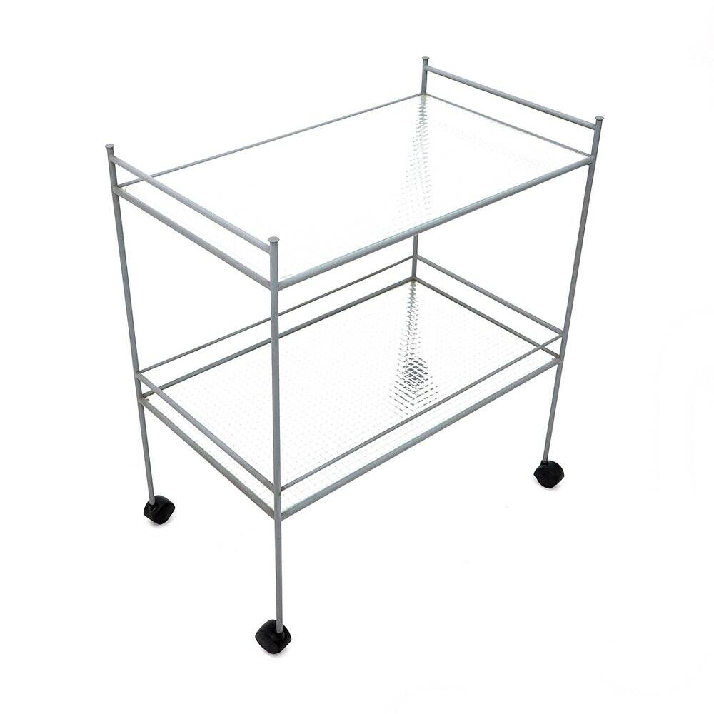 1980s metal and glass serving trolley