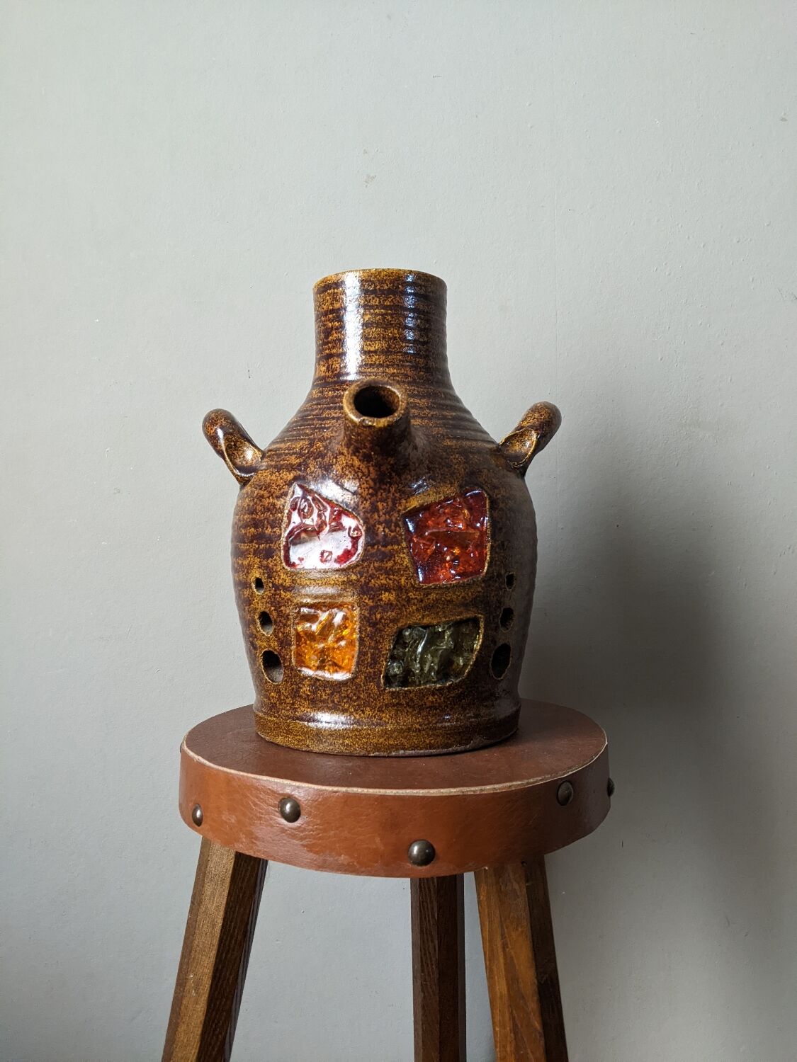 Vintage table lamp base Accolay brutalist country decoration