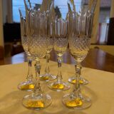 Set of 6 crystal champagne glasses, 1960s.