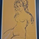 Lithograph by Madeleine Scellier - signed and numbered - Young girl