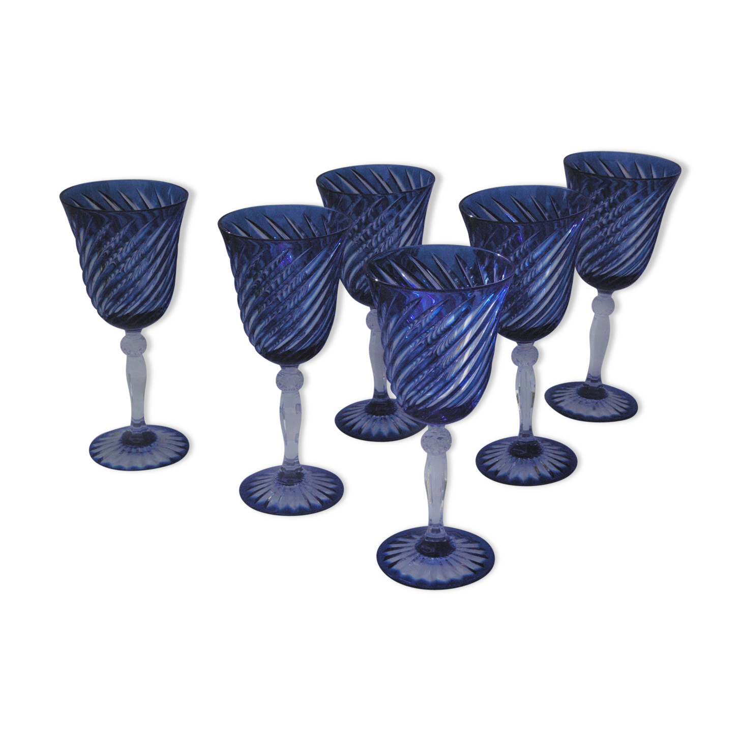 Cristal d'Arques - 6 Verres à eau modèle Valse bleue - Cristal double couche