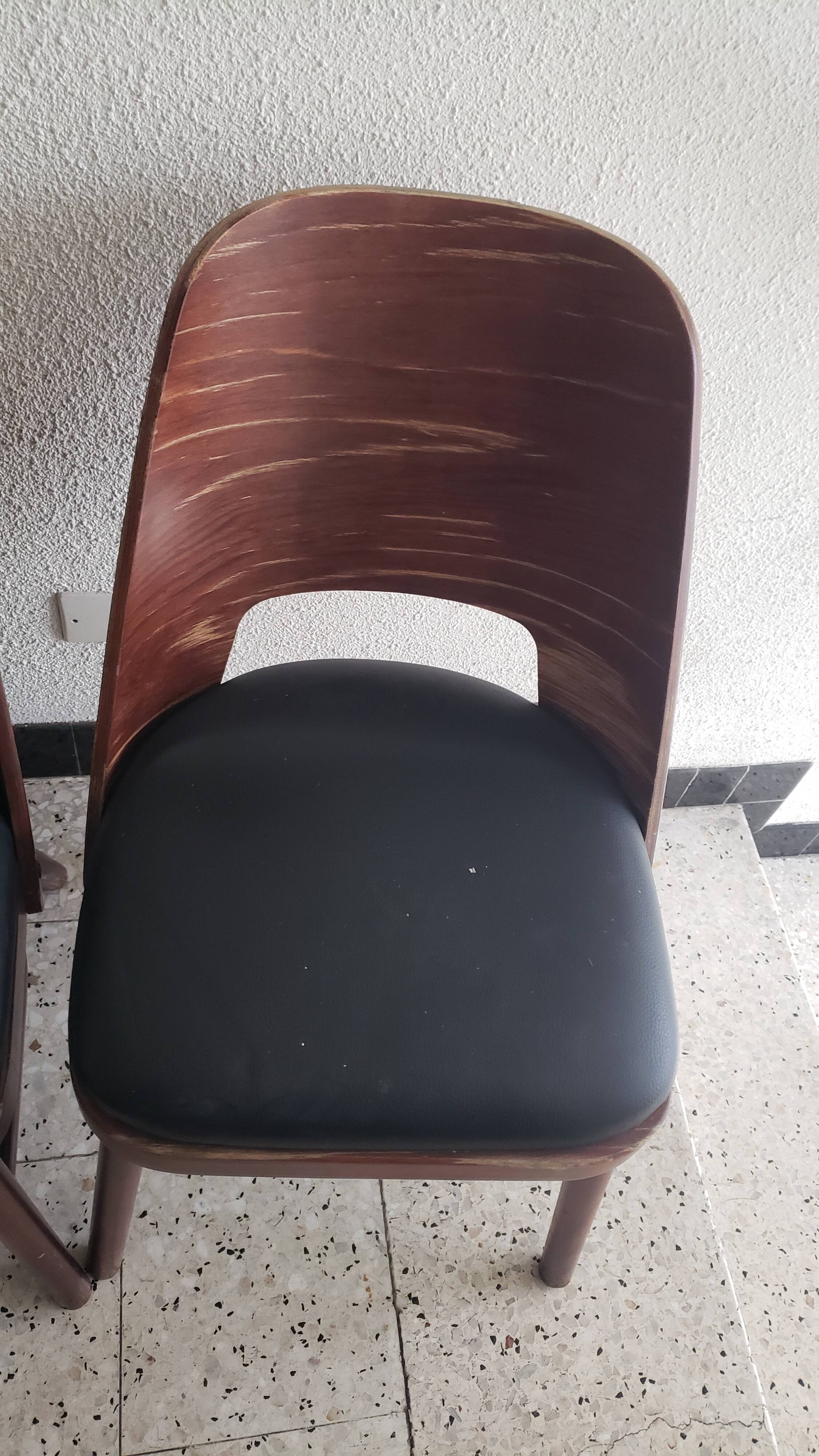 Set of 4 vintage faux wood chairs in the style of Hoswald Haerdtl