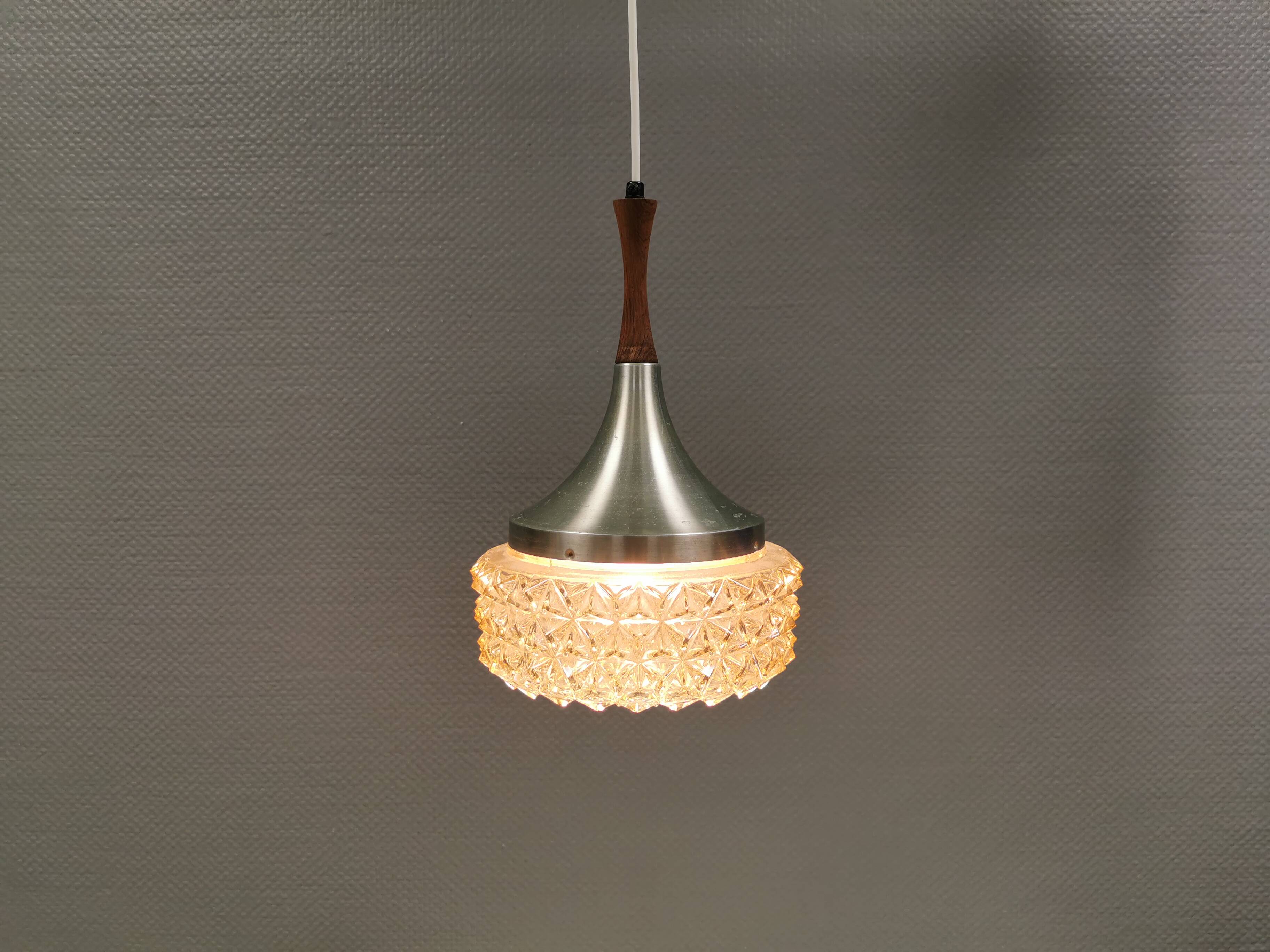 Pendant lamp by Carl Thore with a hard-pressed glass shade 1980s