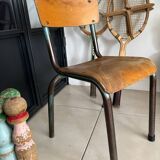 Ancienne chaise écolier enfant bois et métal