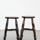 Set of two timeless antique English Windsor stools from the 18th century with a great patina
