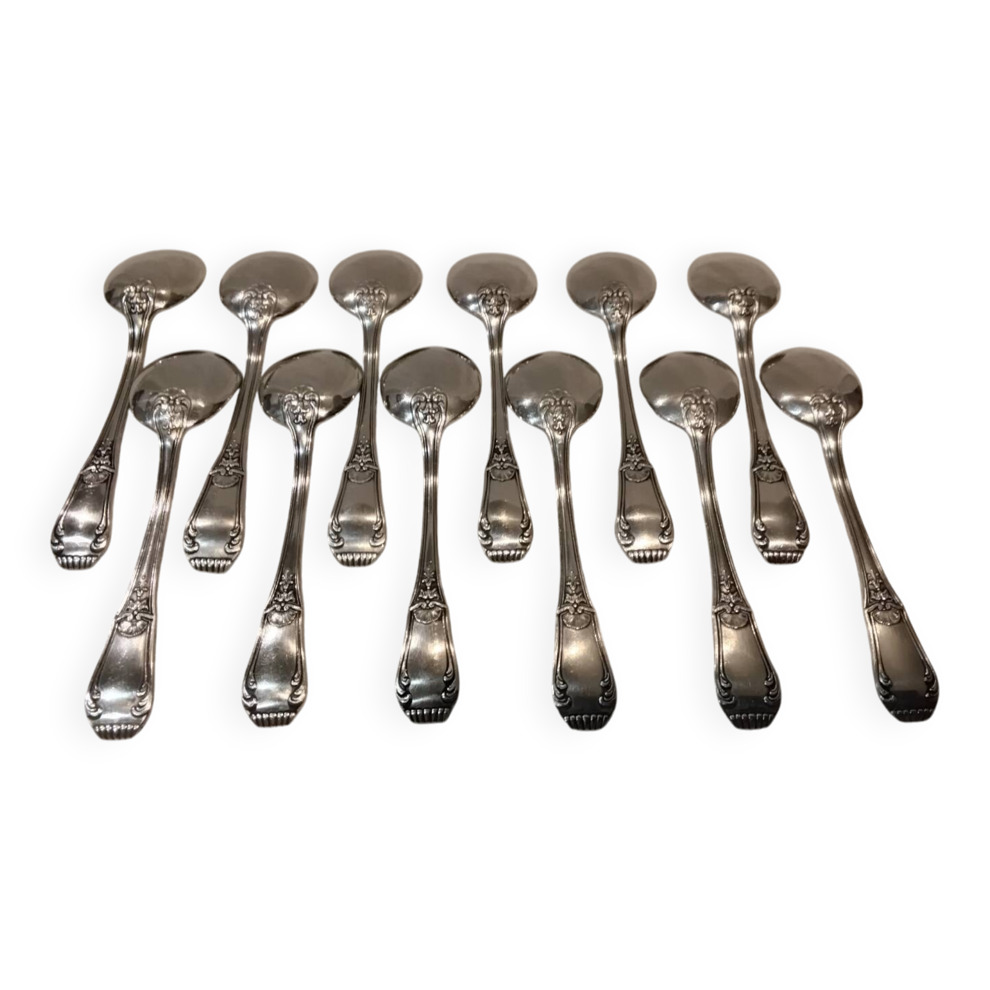 12 silver-plated ice cream scoops, goldsmith Boulenger Regence Berry