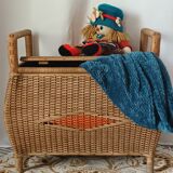 Coffre de rangement en osier vintage