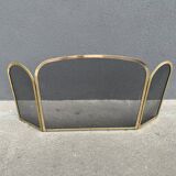 1960s brass fireplace screen, vintage spark guard