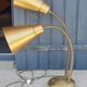 Designer desk lamp in gold metal 2 flexible arms from the 70s