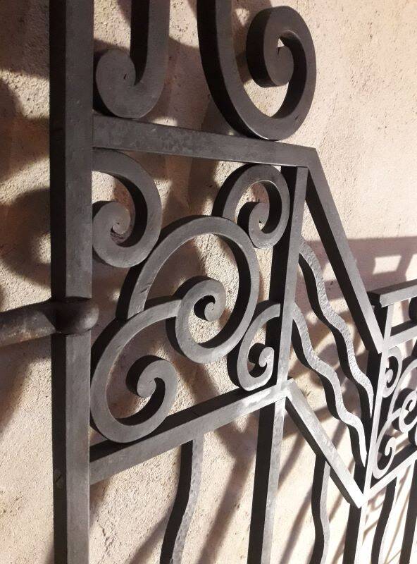 Old wrought iron gate and door grilles 20th century Art Deco