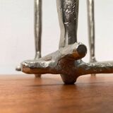 Brutalist sculptural cast aluminium candlestick Danish