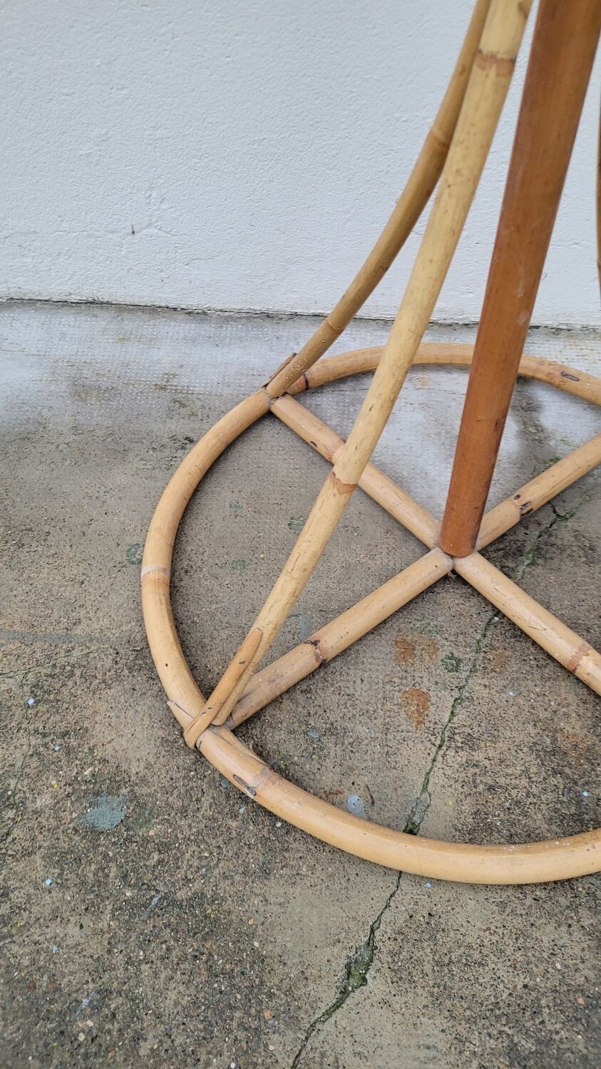 Vintage rattan coat rack - 1950s