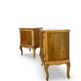 Tables de chevet italiennes en placage de noyer du milieu du siècle, années 1960.