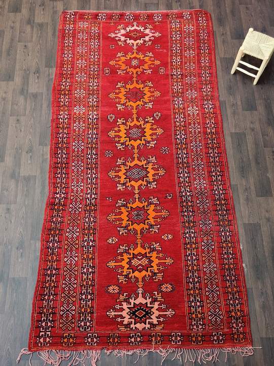 Tapis berbère rouge vintage 185x380 cm