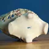 Small porcelain or biscuit planter vase with floral motif and gilding 12.5cm
