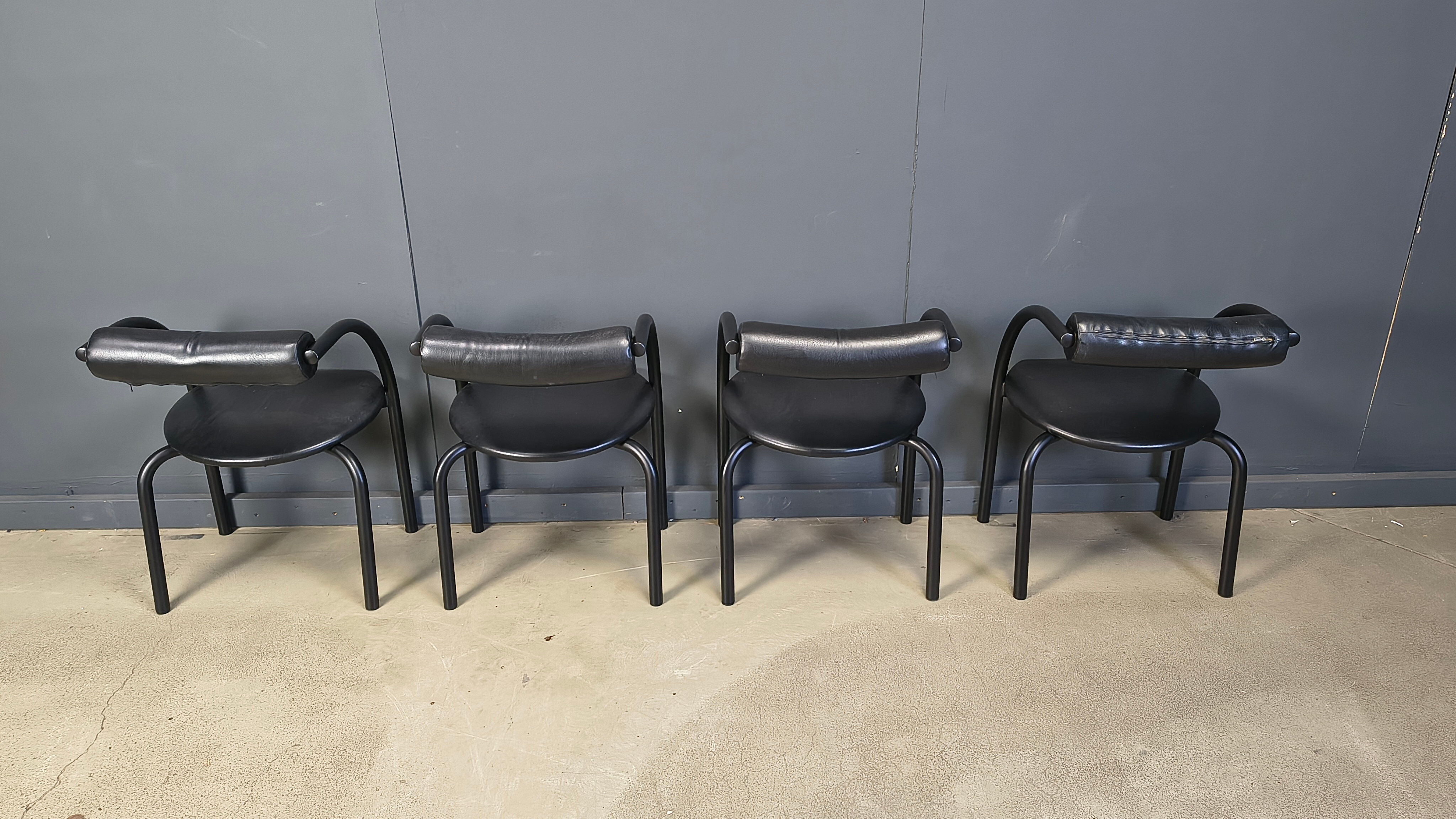 Postmodern dining chairs, 1980s, set of 4