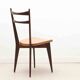 Bistro chair in fawn leatherette and dark oak
