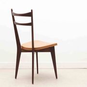 Bistro chair in fawn leatherette and dark oak