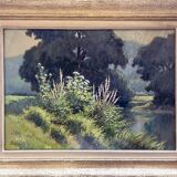 Painting Paul Monnier (1907-1982) Velars banks of the Ouche (21) Burgundy