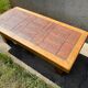 Coffee table herbarium solid oak and ceramic 1950