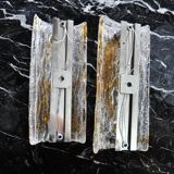 Pair of Mazzega wall lamps, orange Murano blown glass, Italy, 1960