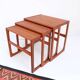 Nest tables in 1960s style, in gel-stained teak.