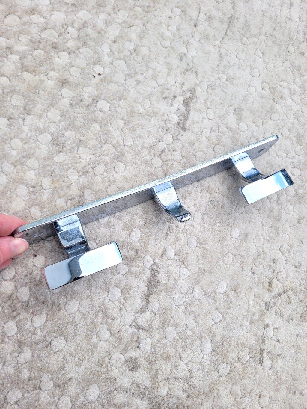 Vintage chrome wall coat rack with 3 hooks