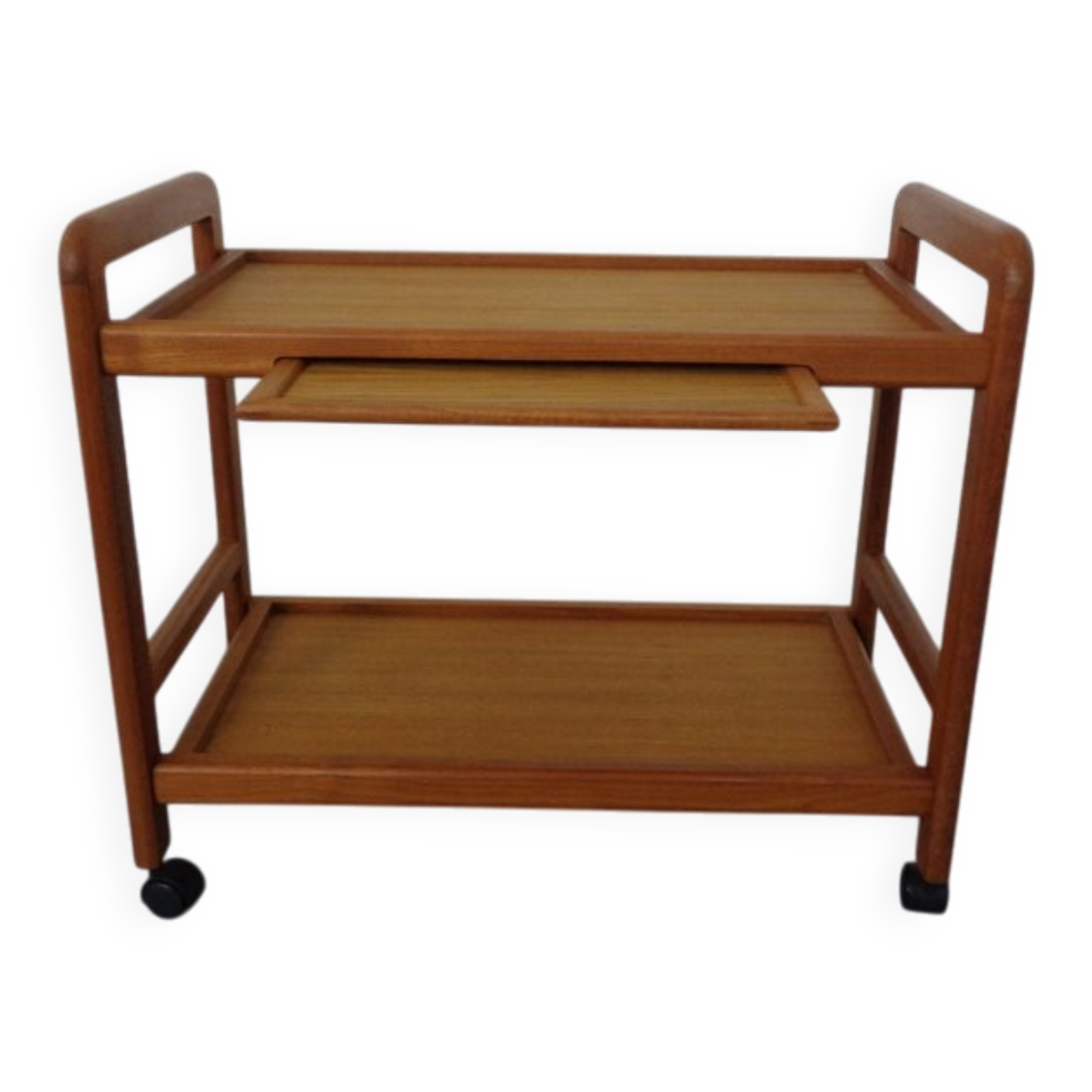Danish Teak Bar Cart with Removable Tray, 1960s