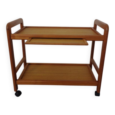 Danish Teak Bar Cart with Removable Tray, 1960s
